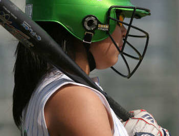 Girl playing softball