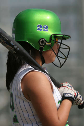 Girl playing softball